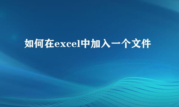 如何在excel中加入一个文件