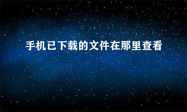 手机已下载的文件在那里查看