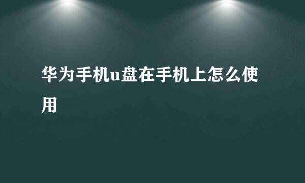 华为手机u盘在手机上怎么使用