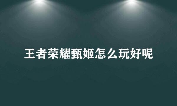 王者荣耀甄姬怎么玩好呢