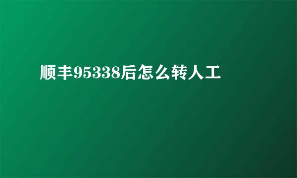 顺丰95338后怎么转人工