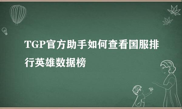 TGP官方助手如何查看国服排行英雄数据榜