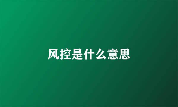 风控是什么意思