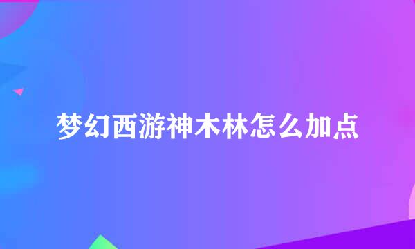 梦幻西游神木林怎么加点