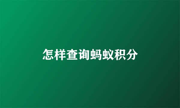 怎样查询蚂蚁积分