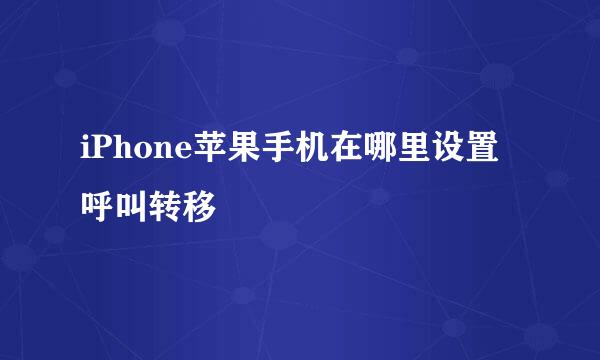 iPhone苹果手机在哪里设置呼叫转移