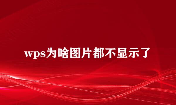 wps为啥图片都不显示了