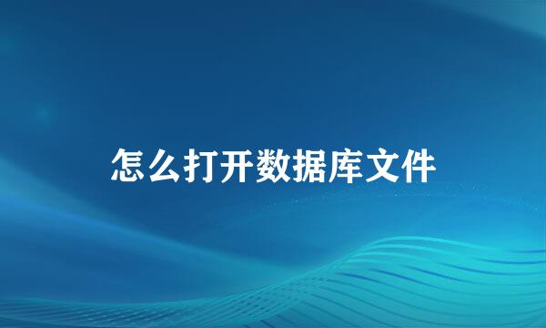 怎么打开数据库文件