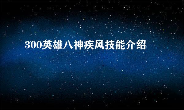 300英雄八神疾风技能介绍