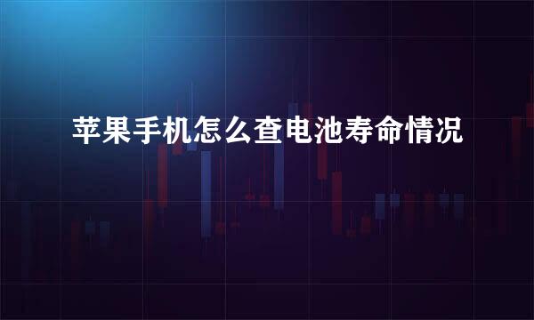 苹果手机怎么查电池寿命情况