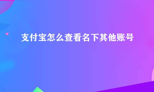 支付宝怎么查看名下其他账号