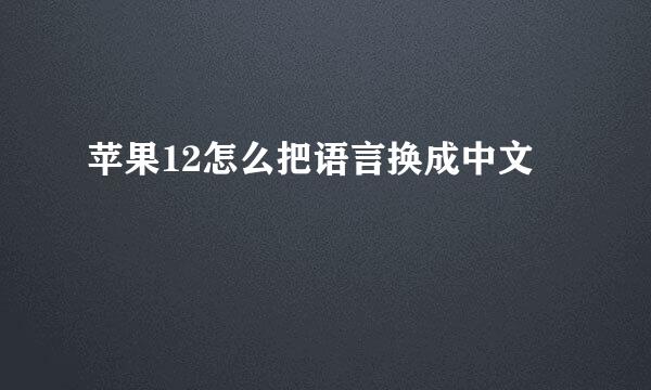苹果12怎么把语言换成中文