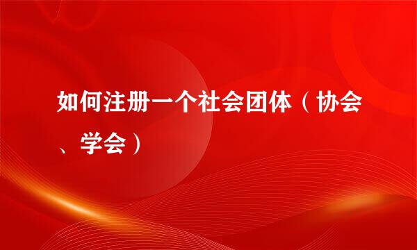 如何注册一个社会团体（协会、学会）