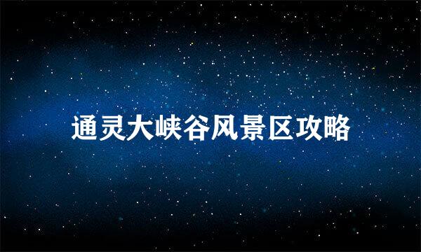 通灵大峡谷风景区攻略