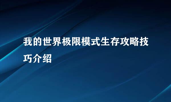 我的世界极限模式生存攻略技巧介绍