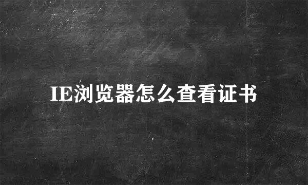 IE浏览器怎么查看证书