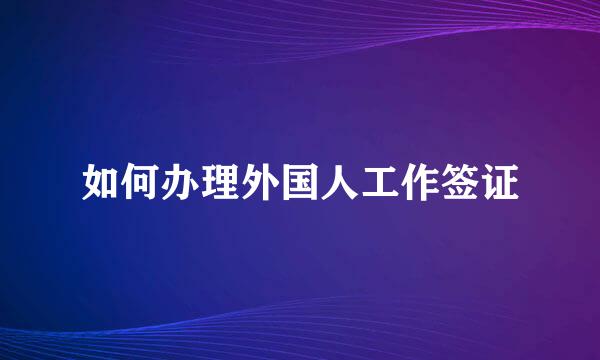 如何办理外国人工作签证