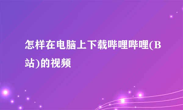 怎样在电脑上下载哔哩哔哩(B站)的视频