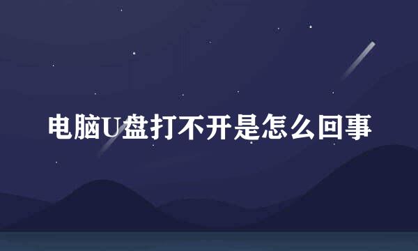 电脑U盘打不开是怎么回事