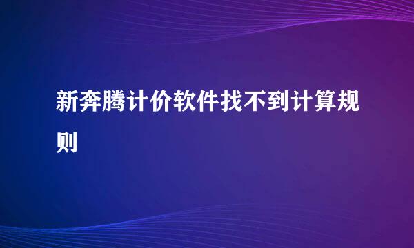 新奔腾计价软件找不到计算规则