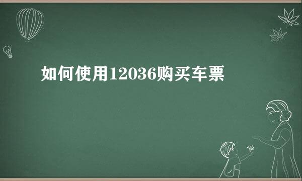 如何使用12036购买车票