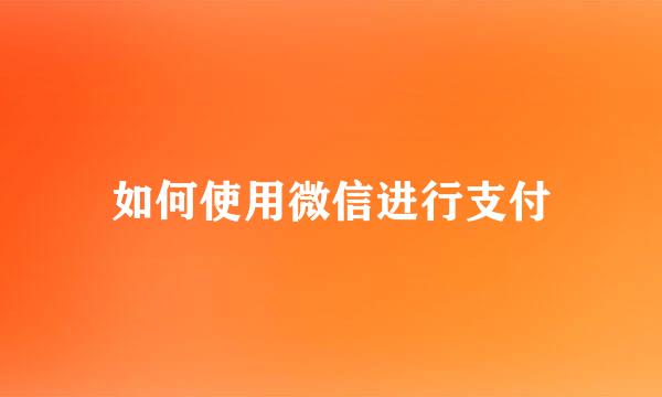 如何使用微信进行支付