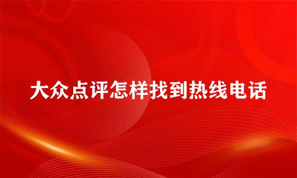 大众点评怎样找到热线电话