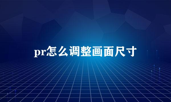 pr怎么调整画面尺寸