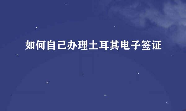如何自己办理土耳其电子签证