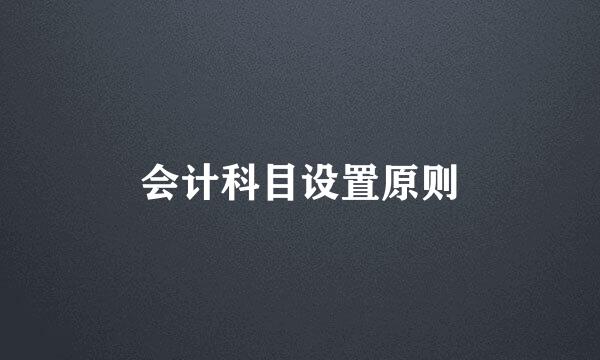 会计科目设置原则