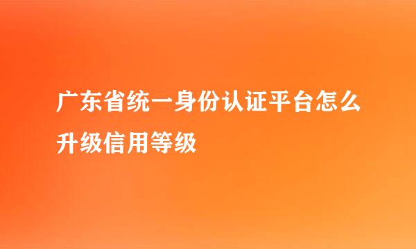 广东省统一身份认证平台怎么升级信用等级