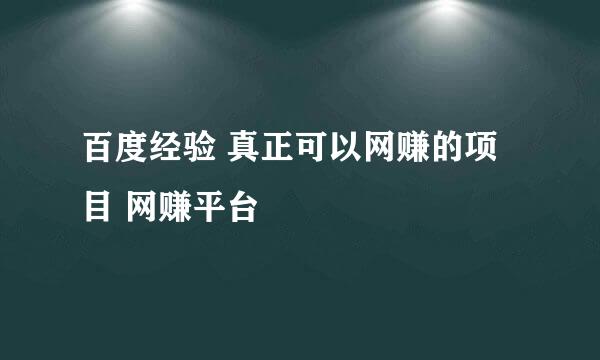 百度经验 真正可以网赚的项目 网赚平台
