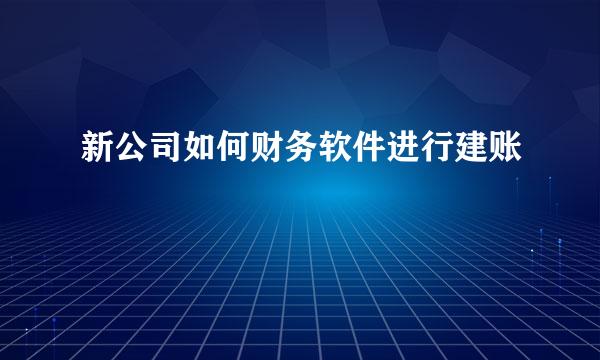 新公司如何财务软件进行建账