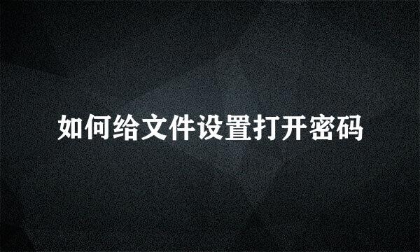 如何给文件设置打开密码