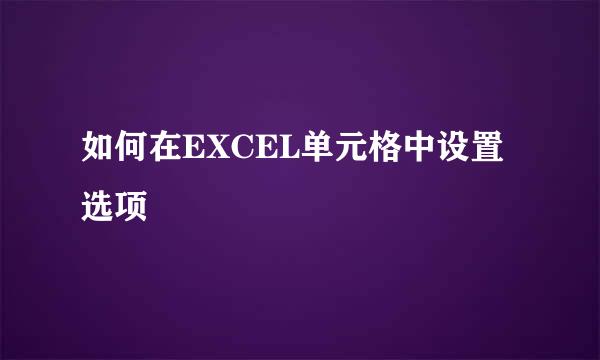 如何在EXCEL单元格中设置选项