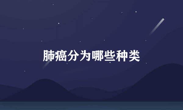 肺癌分为哪些种类