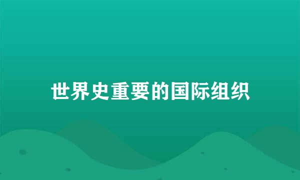 世界史重要的国际组织