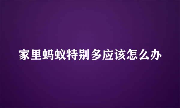家里蚂蚁特别多应该怎么办