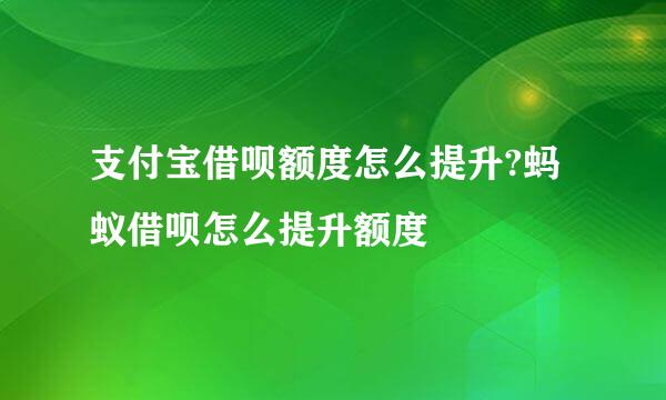 支付宝借呗额度怎么提升?蚂蚁借呗怎么提升额度