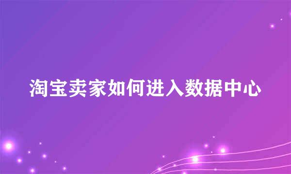 淘宝卖家如何进入数据中心