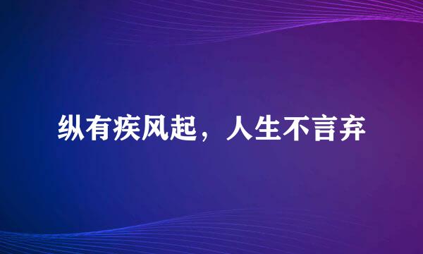 纵有疾风起，人生不言弃
