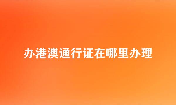 办港澳通行证在哪里办理