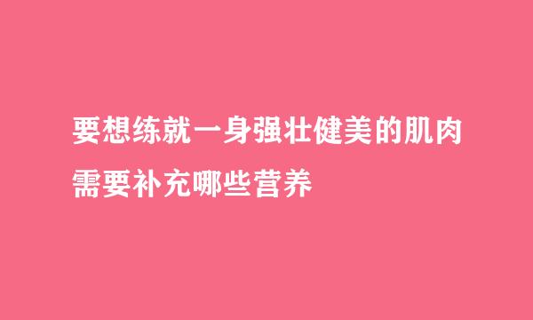 要想练就一身强壮健美的肌肉需要补充哪些营养
