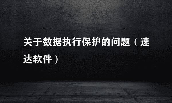 关于数据执行保护的问题（速达软件）