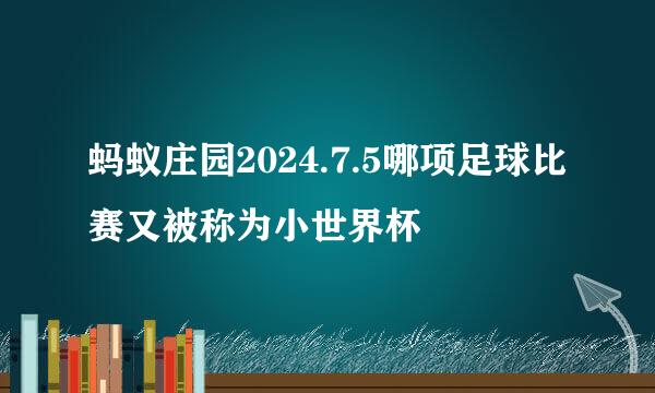 蚂蚁庄园2024.7.5哪项足球比赛又被称为小世界杯