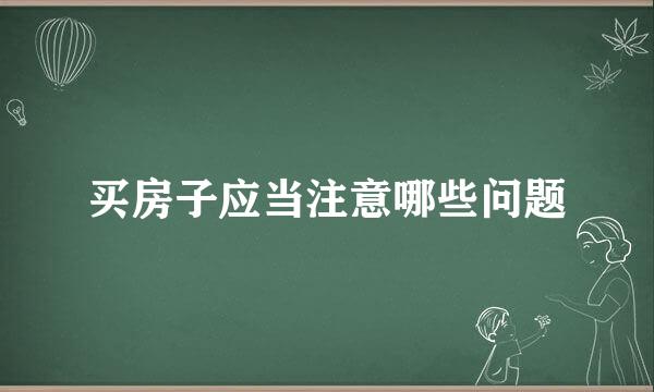 买房子应当注意哪些问题