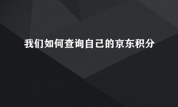 我们如何查询自己的京东积分