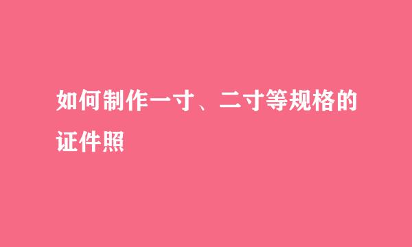 如何制作一寸、二寸等规格的证件照
