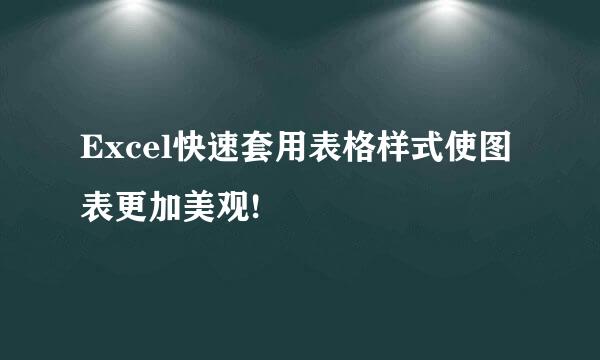 Excel快速套用表格样式使图表更加美观!