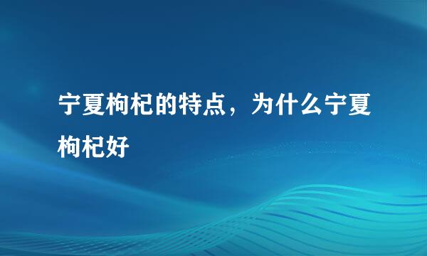 宁夏枸杞的特点，为什么宁夏枸杞好